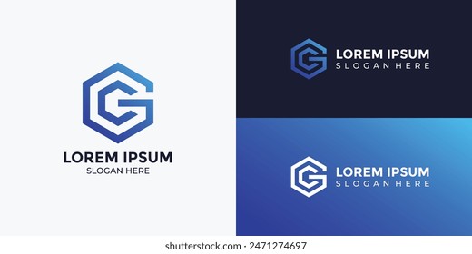 monogram logo concept hexagon modern