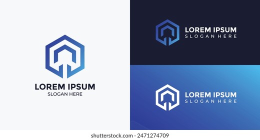monogram logo concept hexagon modern