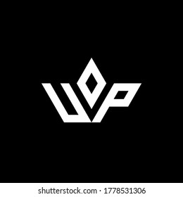 UP monogram logo with crown shape luxury style design template
