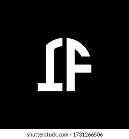 IF monogram logo with curve shape design template isolated on black background
