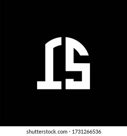 IS monogram logo with curve shape design template isolated on black background