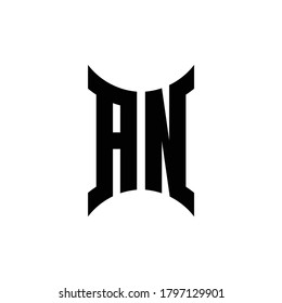 AN monogram logo with curved side design template