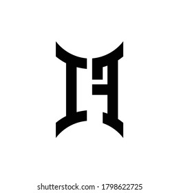 Logo de monograma IF con plantilla de diseño de lado curvo