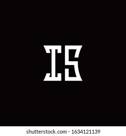 IS monogram logo with curved side style design template