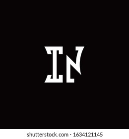 IN monogram logo with curved side style design template