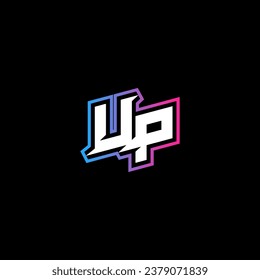 UP monogram logo design with abstract shape concept in vector