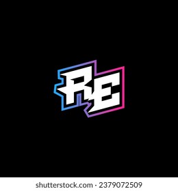 RE monogram logo design with abstract shape concept in vector