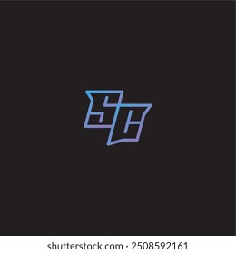 monogram logo design amazing esport style SC dinamyc line gaming concept letter