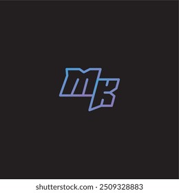 monogram logo design amazing esport style MK dinamyc line gaming concept letter