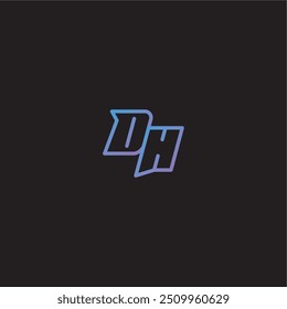 monogram logo design amazing esport style DH dinamyc line gaming concept letter