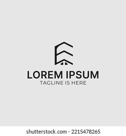 Monogram logo design a combination of the letter E and a high-rise building.