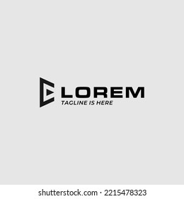 Monogram logo design with a combination of the letter E and the play button.