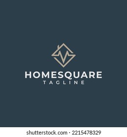 Monogram logo design a combination of the letters SM and a house with a square shape.