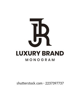 Monogram Logo Design Concept Vector. Initial JR RJ Letter Mark Symbol Icon Logo Vector