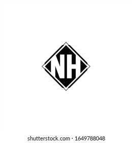 Monogram logo design with diamond square shape isolated on black colors and white background