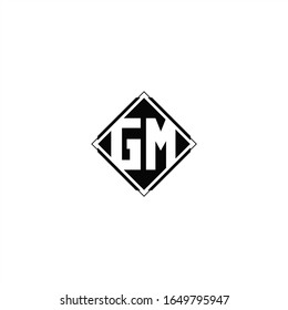 Monogram logo design with diamond square shape isolated on black colors and white background