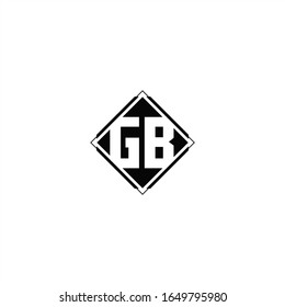 Monogram logo design with diamond square shape isolated on black colors and white background