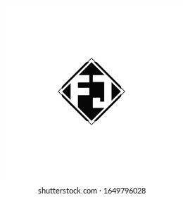 Monogram logo design with diamond square shape isolated on black colors and white background