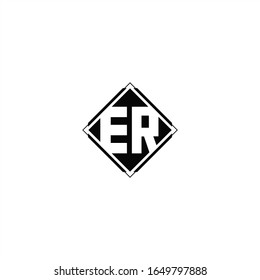 Monogram logo design with diamond square shape isolated on black colors and white background
