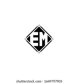 Monogram logo design with diamond square shape isolated on black colors and white background