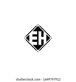 Monogram logo design with diamond square shape isolated on black colors and white background