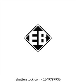 Monogram logo design with diamond square shape isolated on black colors and white background