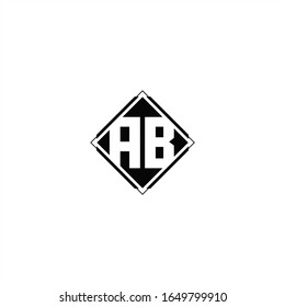 Monogram logo design with diamond square shape isolated on black colors and white background