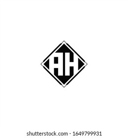 Diseño del logotipo de monograma con forma cuadrada de diamante aislada en colores negros y fondo blanco