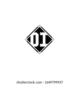 Monogram logo design with diamond square shape isolated on black colors and white background