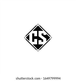 Monogram logo design with diamond square shape isolated on black colors and white background