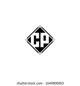 Monogram logo design with diamond square shape isolated on black colors and white background