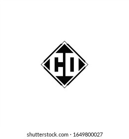 Diseño del logotipo de monograma con forma cuadrada de diamante aislada en colores negros y fondo blanco