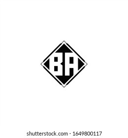 Monogram logo design with diamond square shape isolated on black colors and white background
