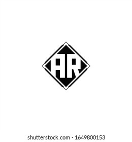 Monogram logo design with diamond square shape isolated on black colors and white background
