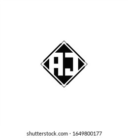Diseño del logotipo de monograma con forma cuadrada de diamante aislada en colores negros y fondo blanco