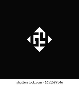 Monogram logo design with diamond square shape isolated on black background