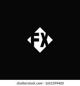 Monogram logo design with diamond square shape isolated on black background