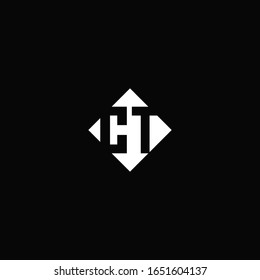 Monogram logo design with diamond square shape isolated on black background