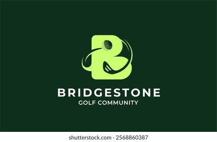 Monogram logo design initial B and Golf. Golf ball, golf stick and sport typography concept. Club and community template design.