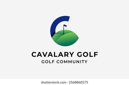 Monogram logo design initial C and Golf. Golf ball, golf stick and sport typography concept. Club and community template design. Club and community template design.