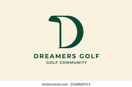 Monogram logo design initial D and Golf. Golf ball, golf stick and sport typography concept. Club and community template design. Club and community template design.