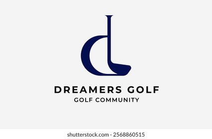 Monogram logo design initial D and Golf. Golf ball, golf stick and sport typography concept. Club and community template design. Club and community template design.