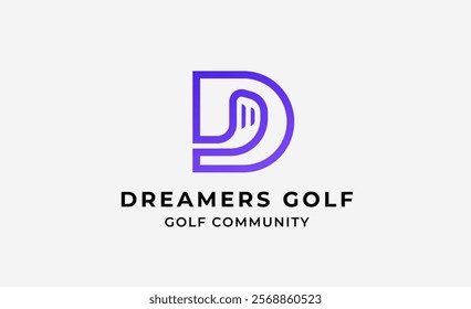 Monogram logo design initial D and Golf. Golf ball, golf stick and sport typography concept. Club and community template design. Club and community template design.