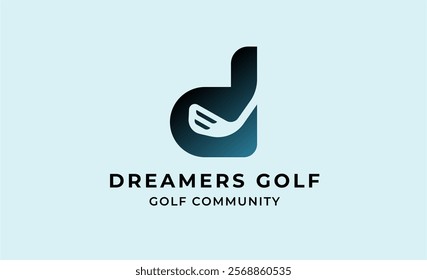 Monogram logo design initial D and Golf. Golf ball, golf stick and sport typography concept. Club and community template design. Club and community template design.