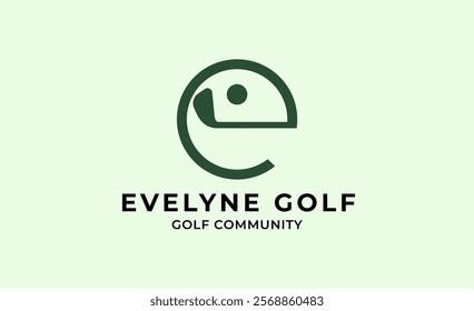 Monogram logo design initial E and Golf. Golf ball, golf stick and sport typography concept. Club and community template design. Club and community template design.