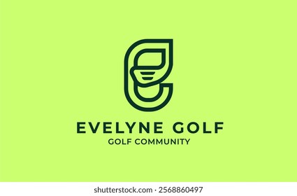 Monogram logo design initial E and Golf. Golf ball, golf stick and sport typography concept. Club and community template design. Club and community template design.