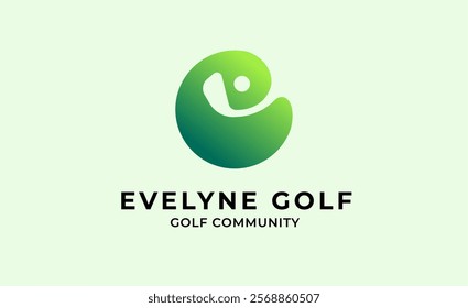 Monogram logo design initial E and Golf. Golf ball, golf stick and sport typography concept. Club and community template design. Club and community template design.