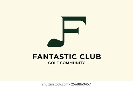 Monogram logo design initial F and Golf. Golf ball, golf stick and sport typography concept. Club and community template design. Club and community template design.