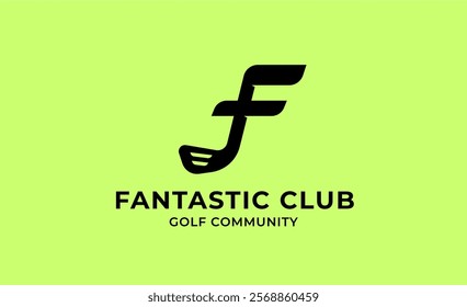 Monogram logo design initial F and Golf. Golf ball, golf stick and sport typography concept. Club and community template design. Club and community template design.