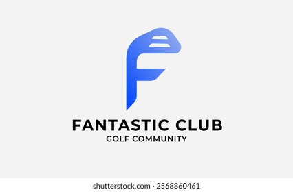 Monogram logo design initial F and Golf. Golf ball, golf stick and sport typography concept. Club and community template design. Club and community template design.